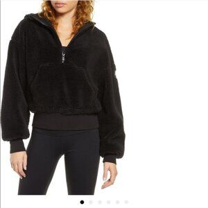 ALO Yoga Black Streetside Sherpa 1/2 Half Zip Hoodie